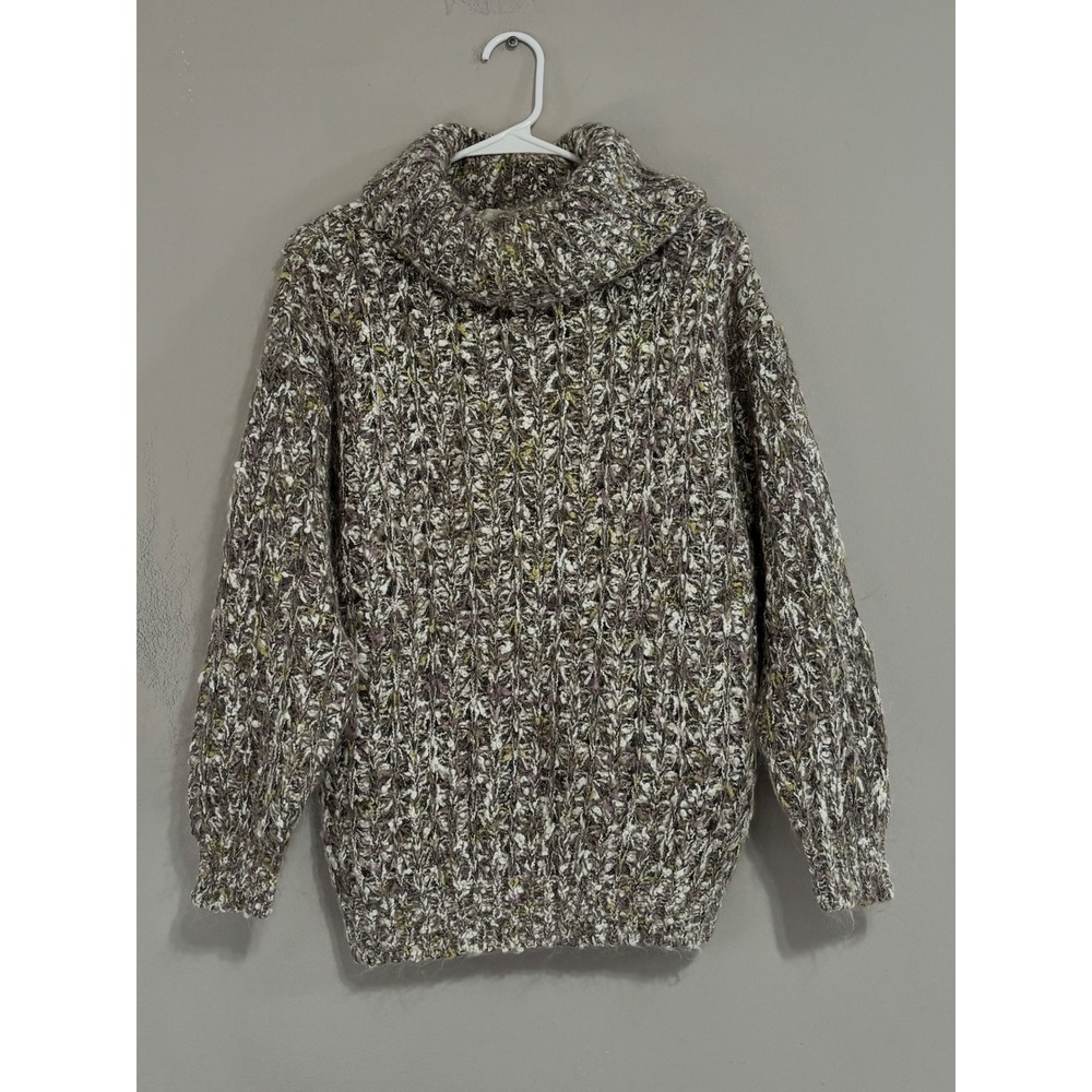 Vintage Glory B Gloria Furman Wool Blend Marl Cowl Neck Chunky Knit Sweater Med